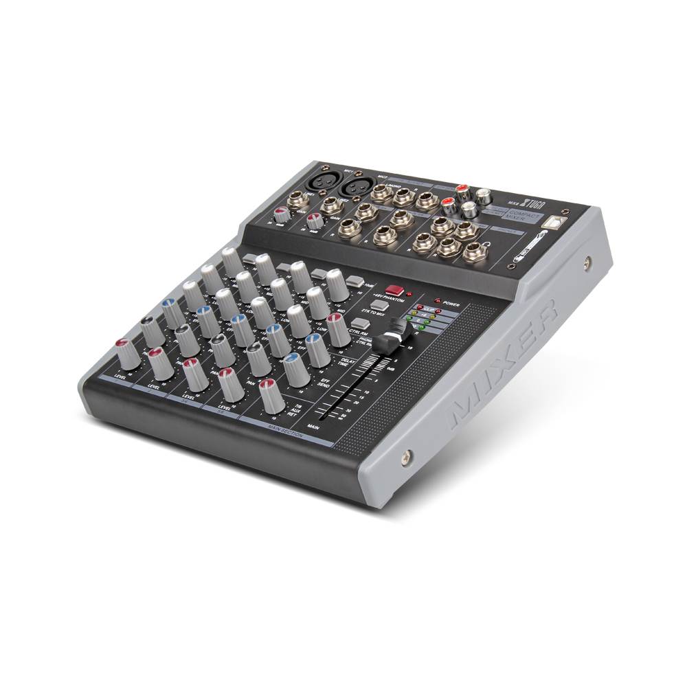Xtuga MX8 8Channels 3-Band EQ Audio Music Mixer Mixing Console with USB XLR LINE Input 48V Phantom Power for Recording DJ Stage Karaoke