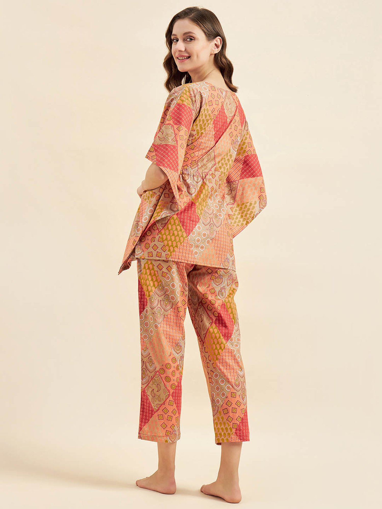 Sweet Dreams Multicoloured Cotton Printed Kaftan & Pyjama Set