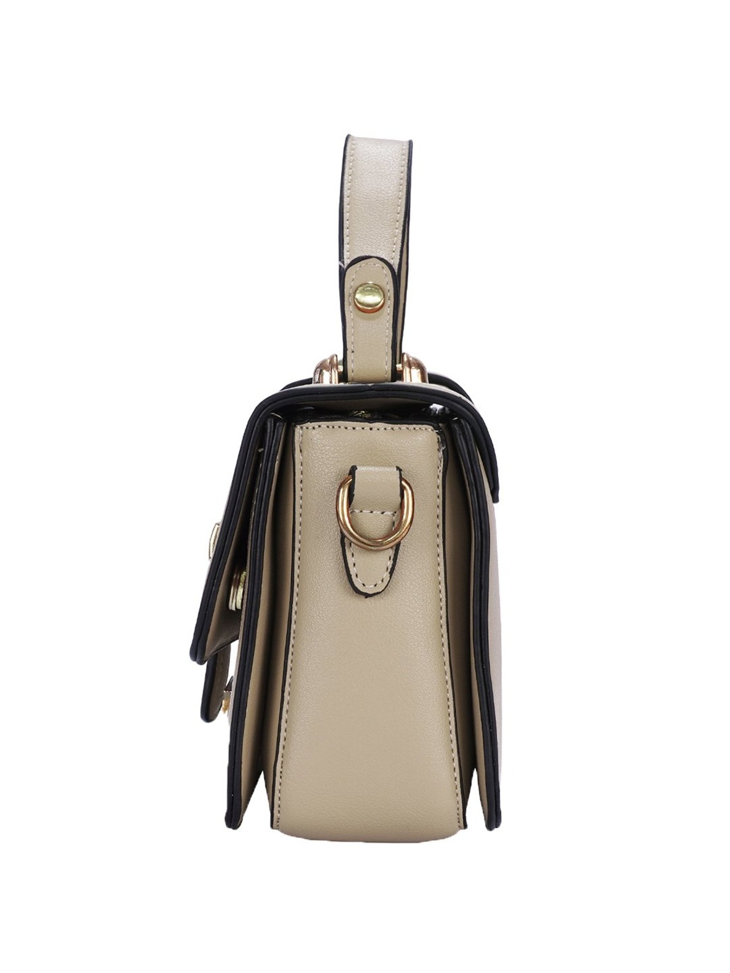 Luvoksi Beige Textured Medium Satchel Handbag