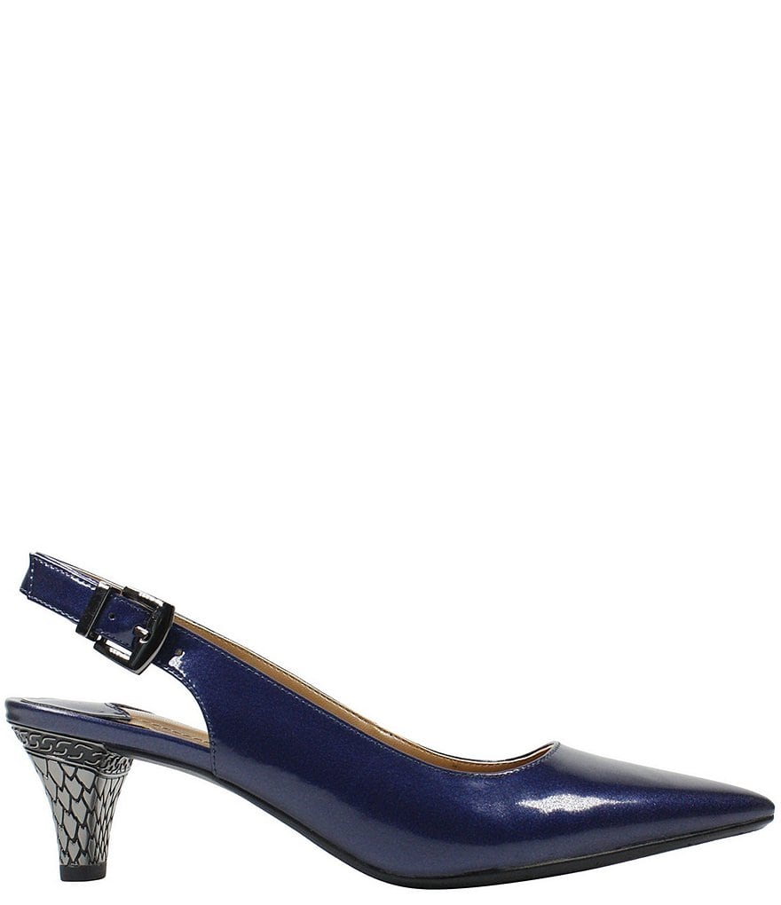 J. Renee Mayetta Slingback Pearlized Patent Dress Metal Heel Pumps