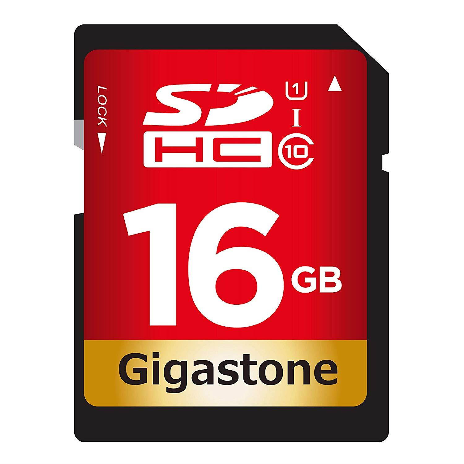 Gigastone 16GB SD Card UHS-I U1 Class 10 SDHC Memory Card High-Speed Full HD Video Canon Nikon Sony Pentax Kodak Olympus Panasonic Digital Camera