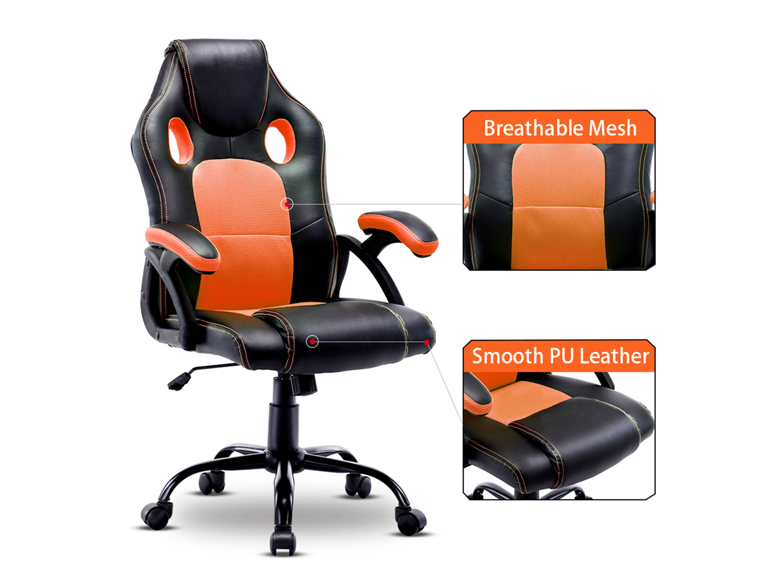 Volans Breathable Mesh Gaming Chair,Ergonomic Racing Office Computer Game Chair-Swivel Rocker E-Sports Chair with Adjustable Backrest and Seat Height,Dark Grey