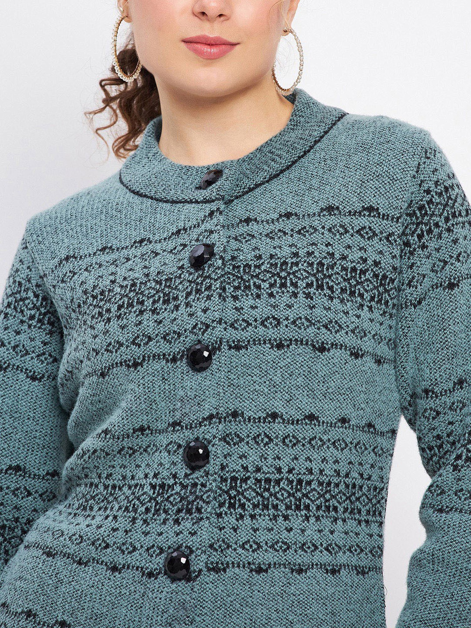 Duke Sage Green Printed Long Cardigan