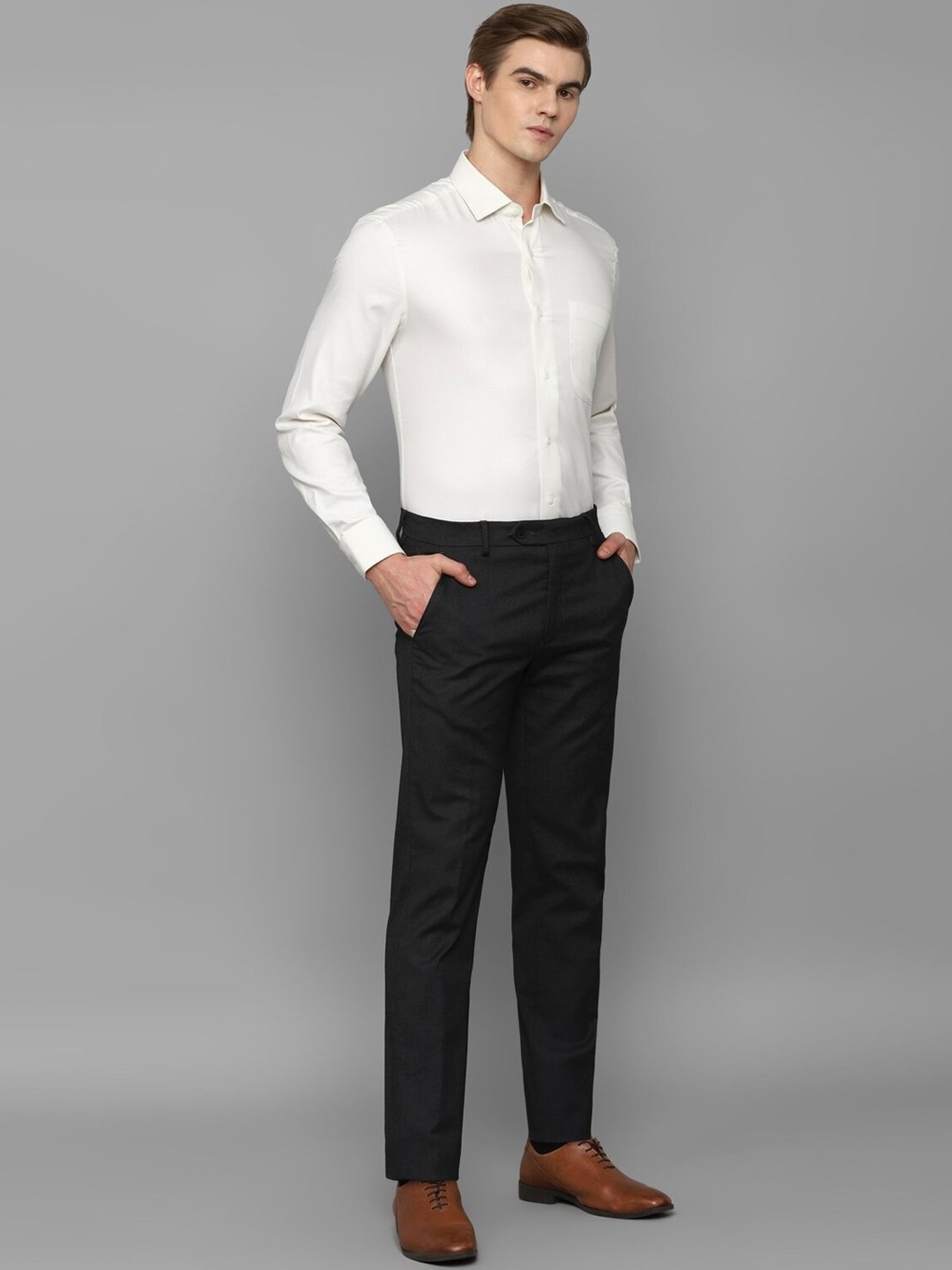 Luxure By Louis Philippe White Cotton Slim Fit Self Pattern Shirt