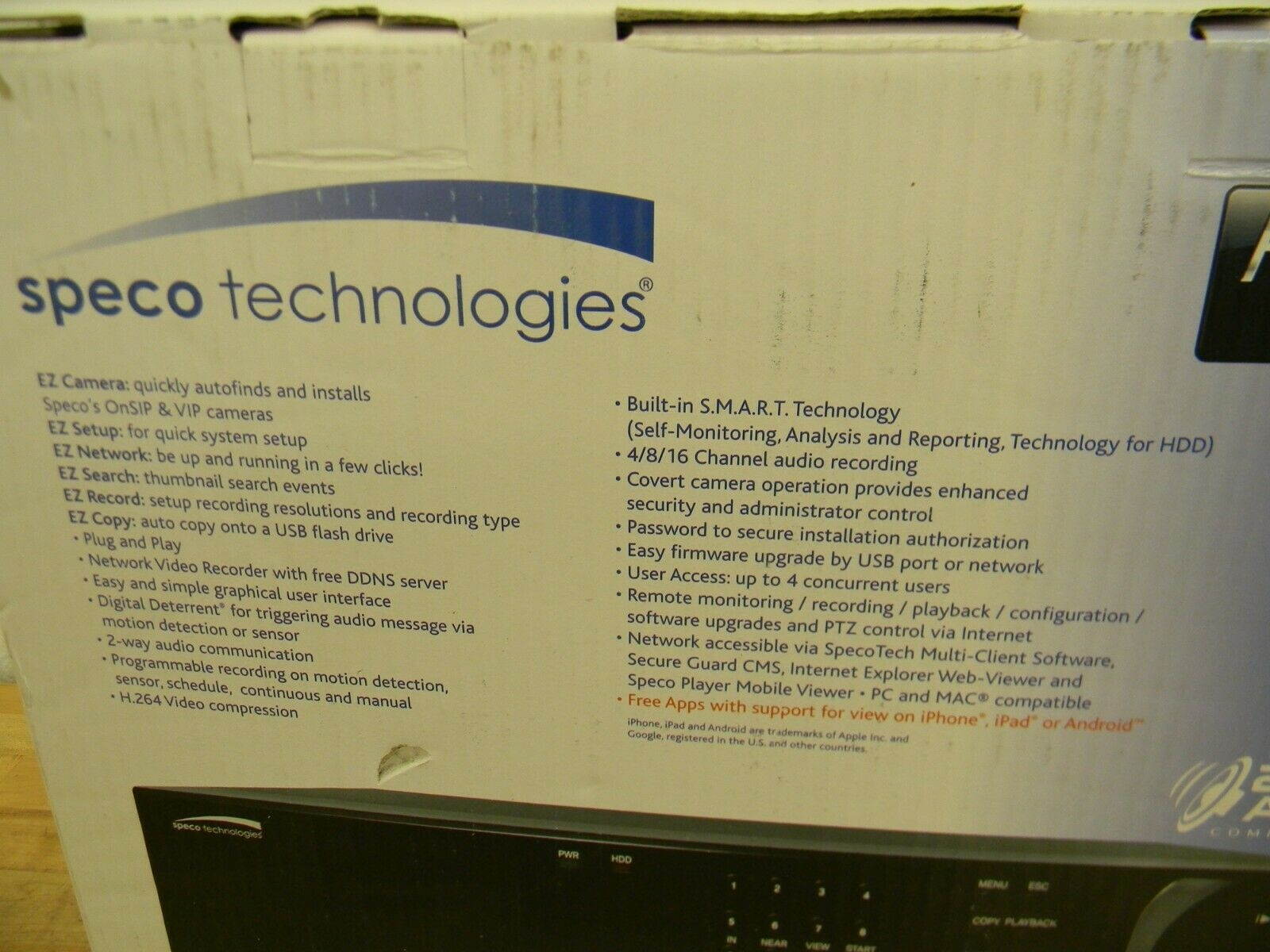 Speco Technologies HD 1080p 8 Channel Network Video Recorder w/ 4 Port PoE