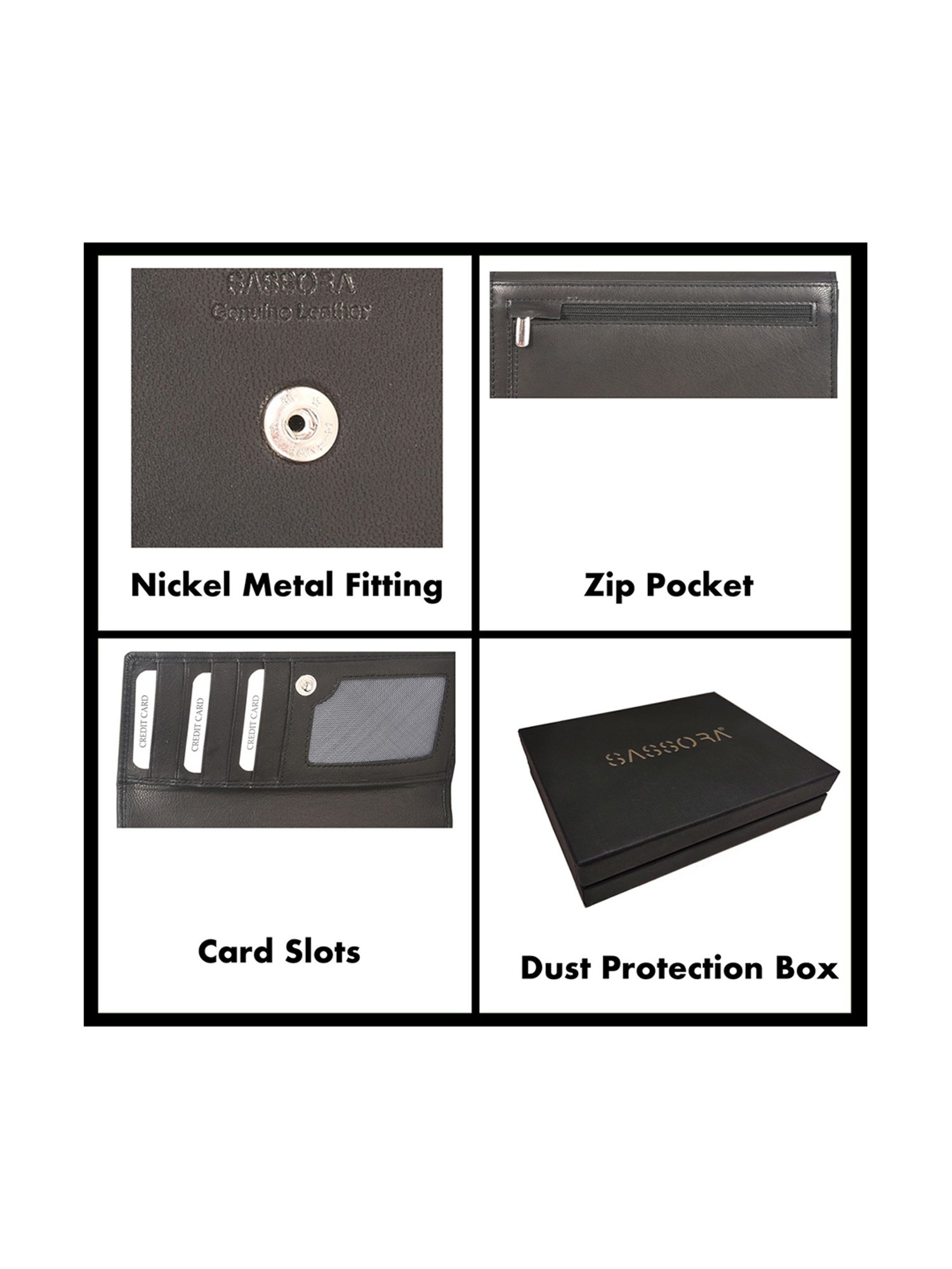 SASSORA Black Solid Rfid Wallet for Women