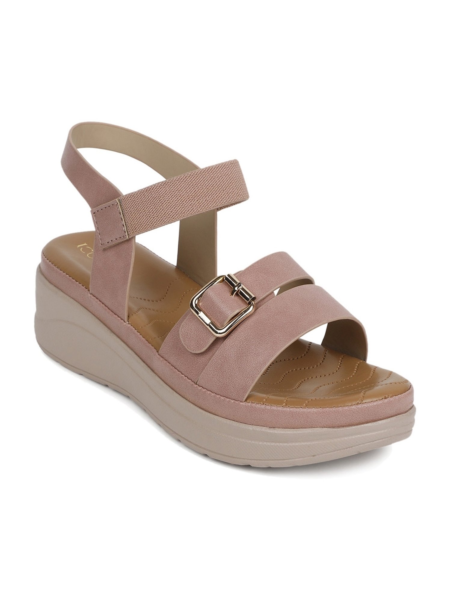 Iconics Women's Peach Ankle Strap Wedges