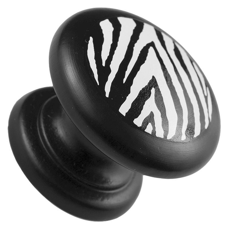 Sumner Street Home Hardware 4pc Zebra Print Painted Knob Black