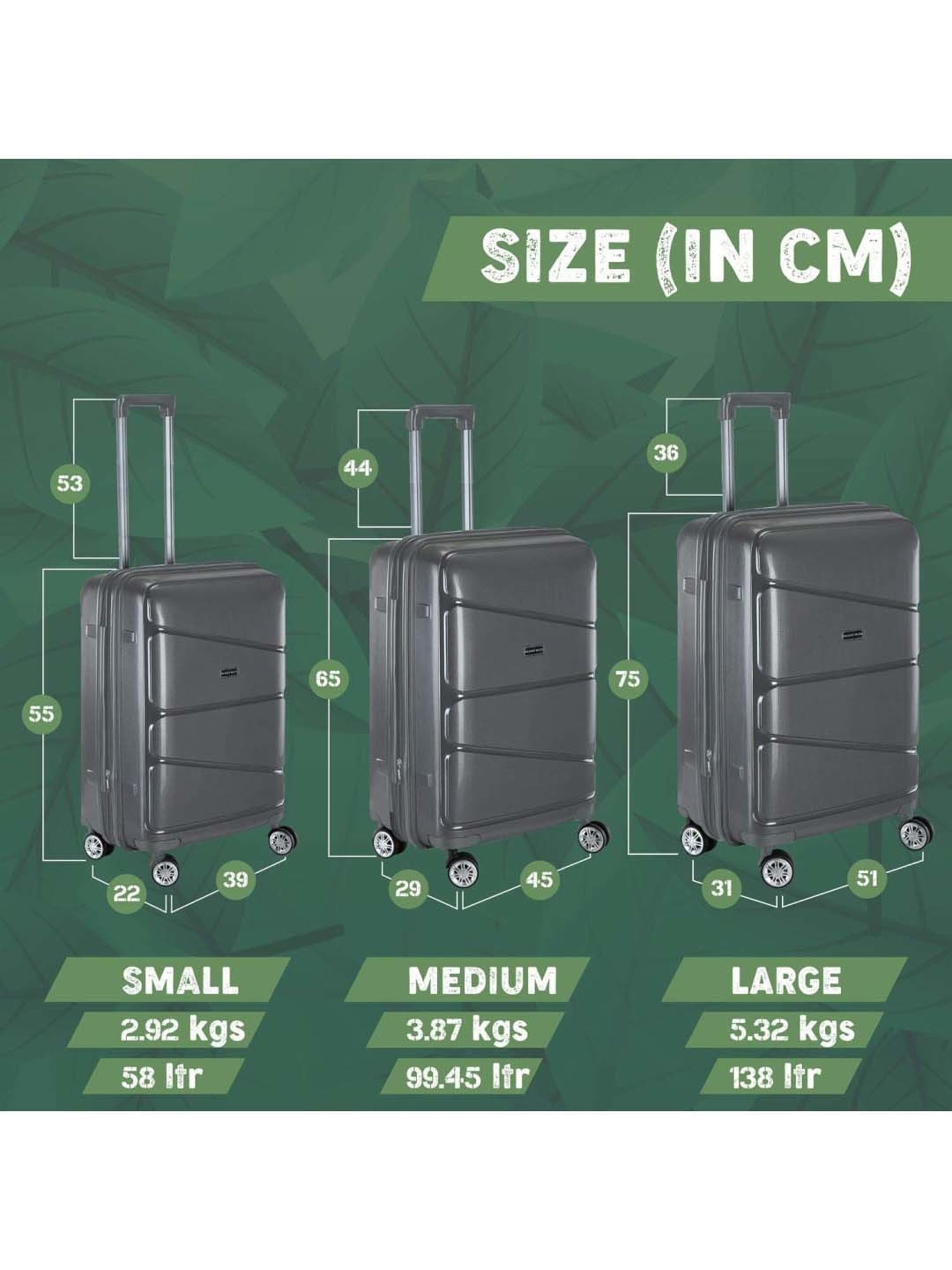 Nasher Miles Warrior Expander Hard-Sided PP Cabin Luggage Bag Dark Grey 20 Inch | 55CM Trolley Bag