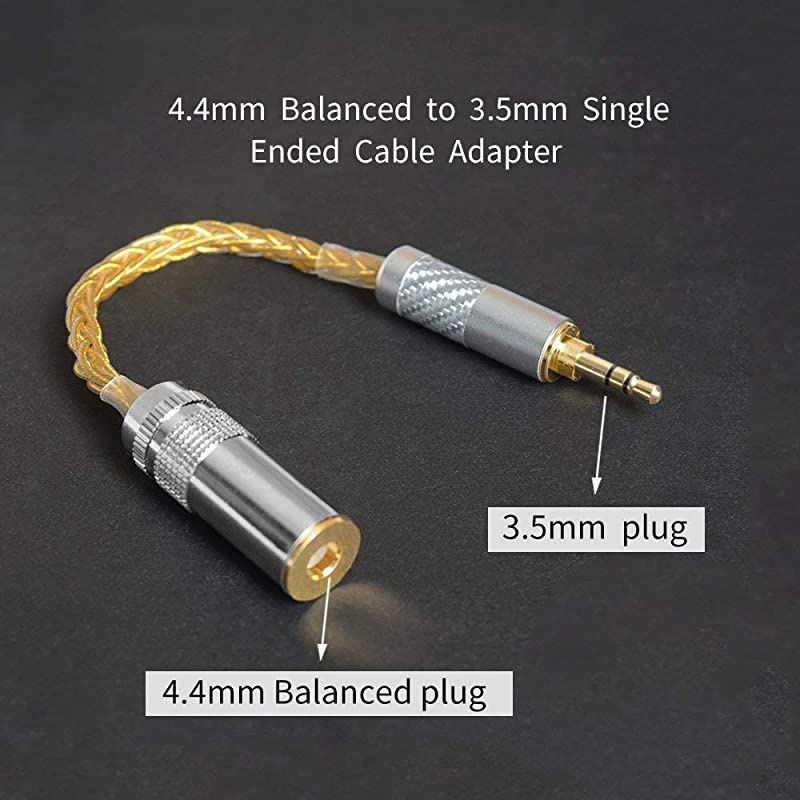 M3F4 44mm Female Plug to 35mm Male PlugHeadphones Audios Connection Adapter Cables Balanced Output Adapter Balanced Cable Plug AdapterGold Plated Plug Gold
