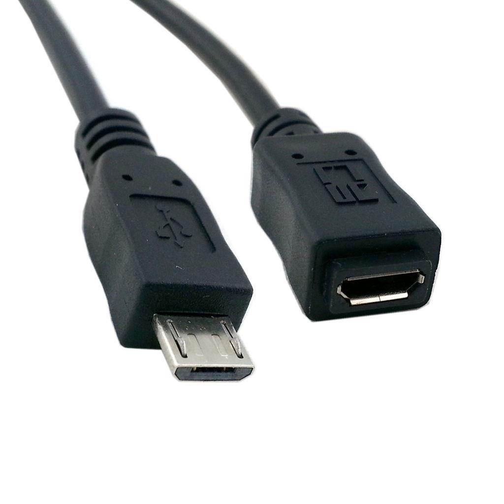 2pcs Full Pin Connected Micro USB 2.0 type 5Pin Male to Female Cable for Tablet