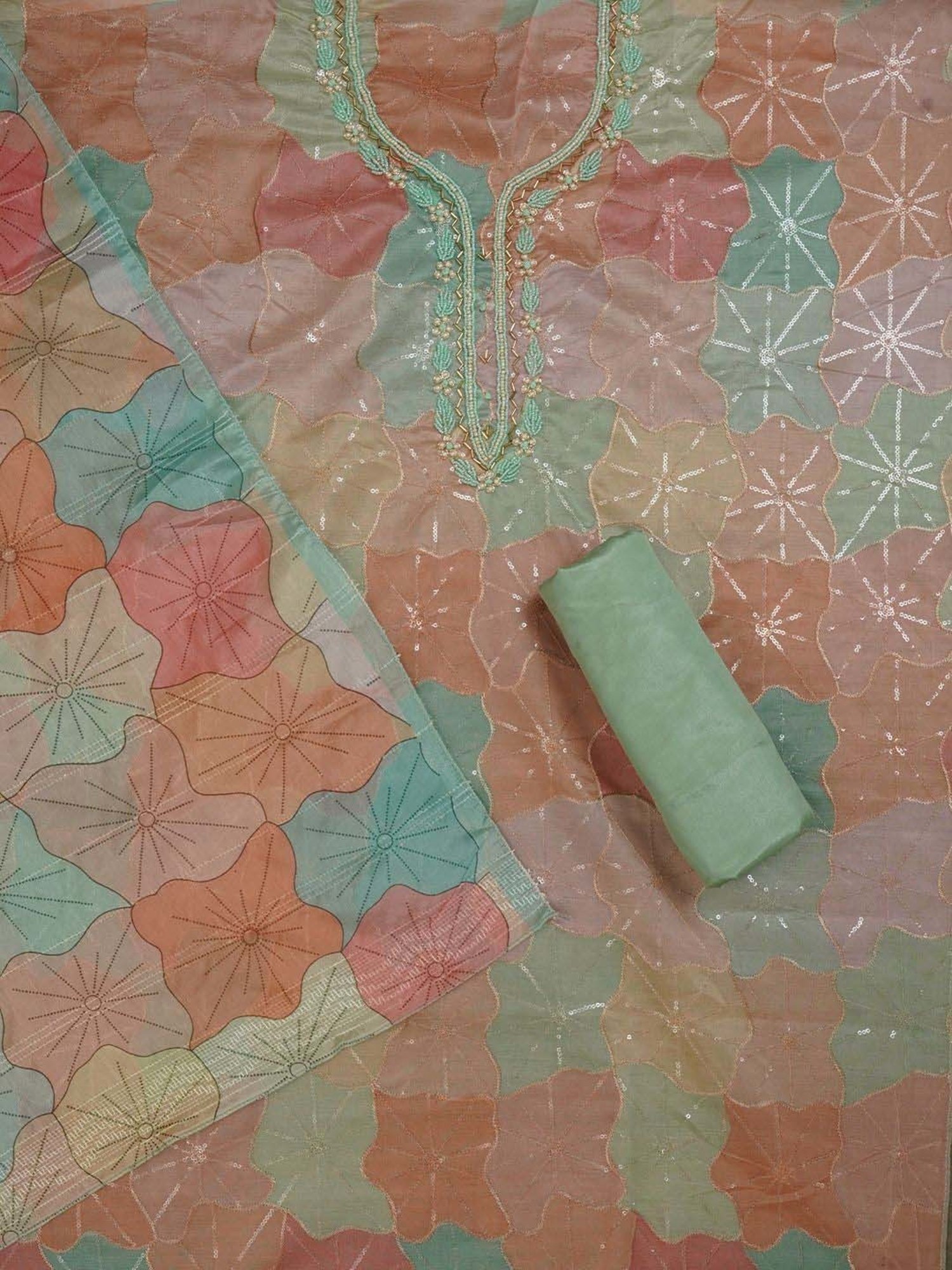 Jaipur Kurti Multicolored Embroidered Unstitched Dress Material