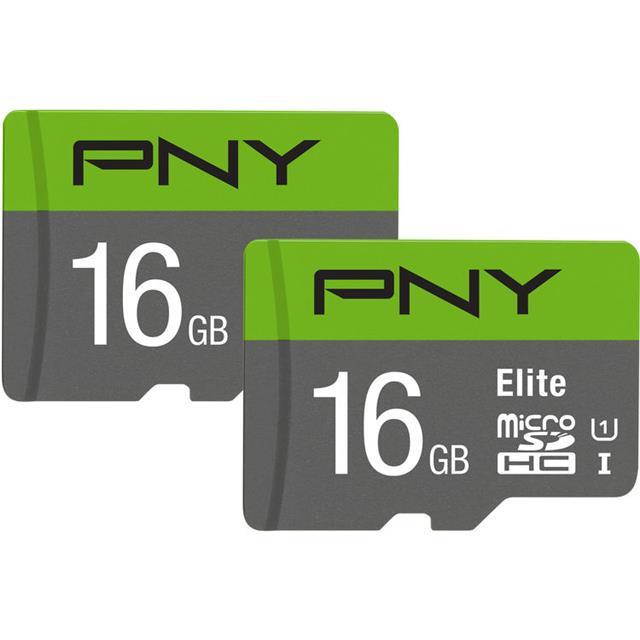 PNY Technologies Elite 16GB microSDHC UHS-1 U1 Class 10 Memory Card, 2 Pack