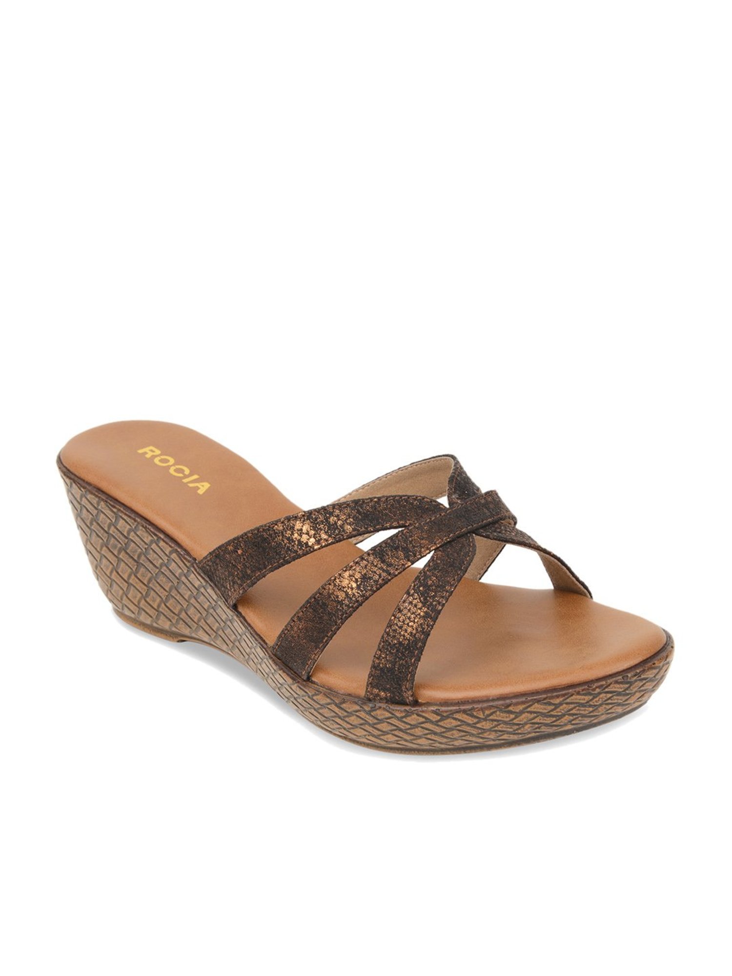 Rocia by Regal Women's Antique Gold Casual Wedges