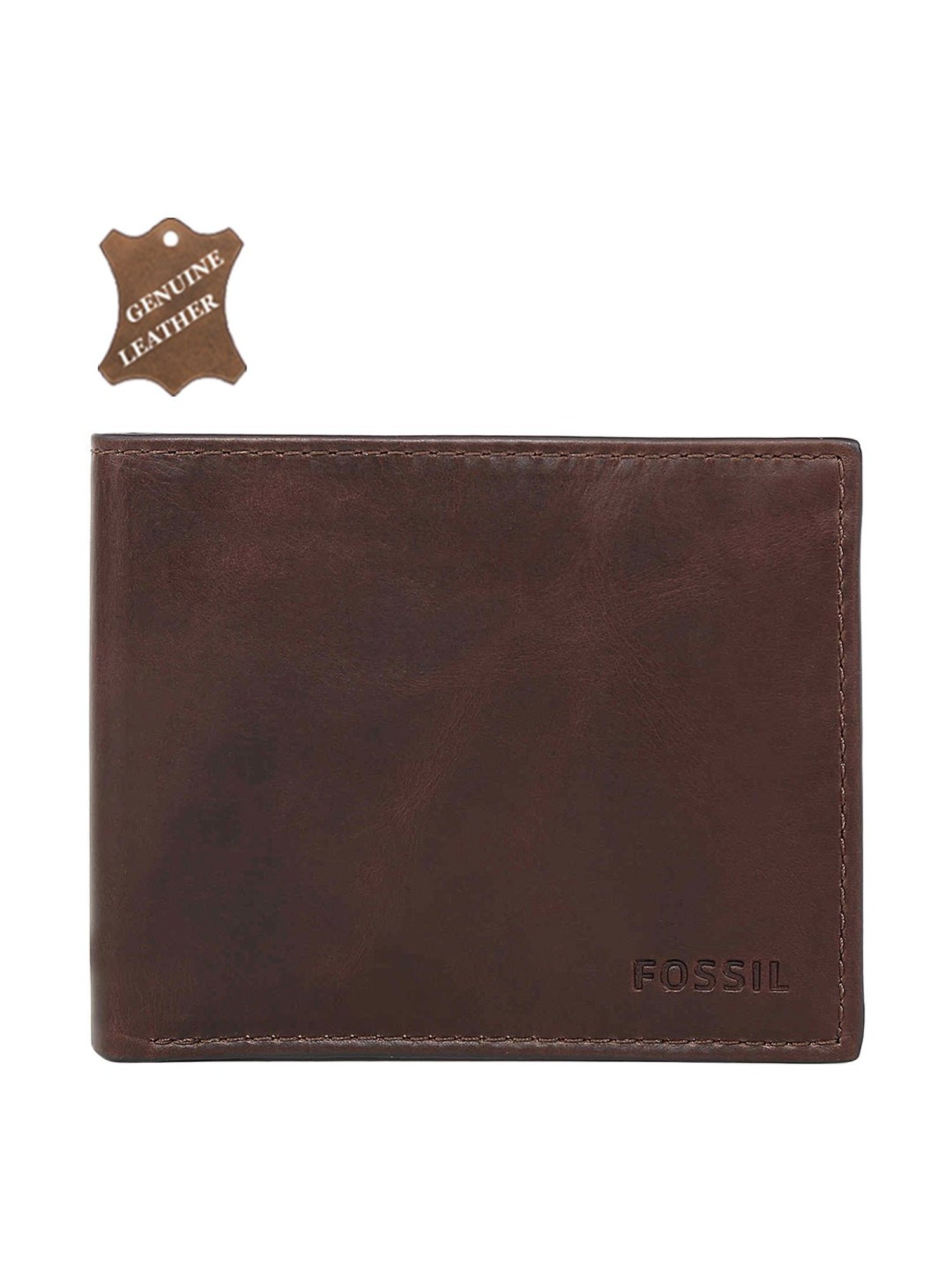 Fossil Derrick Brown Leather Casual Rfid Bi-Fold Wallet for Men