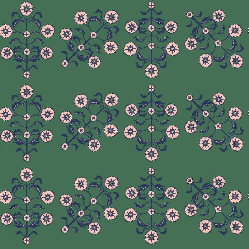 Tempaper Block Print Floral Peel and Stick Wallpaper Emerald