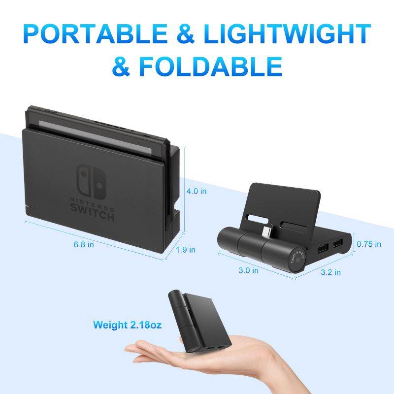 Noiposi Switch Dock for Nintendo, Switch Charger Dock for Nintendo Switch Stand with 4K HDMI TV Adapter, Portable Docking Station with USB 3.0 Port (Black)