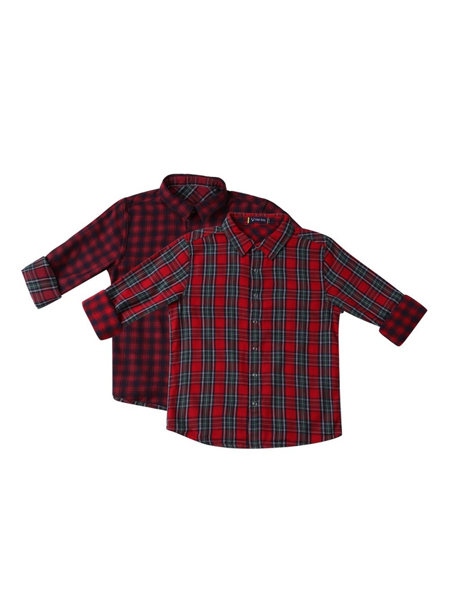 Allen Solly Junior Multicolor Checks Full Sleeves Shirt (Pack Of 2)