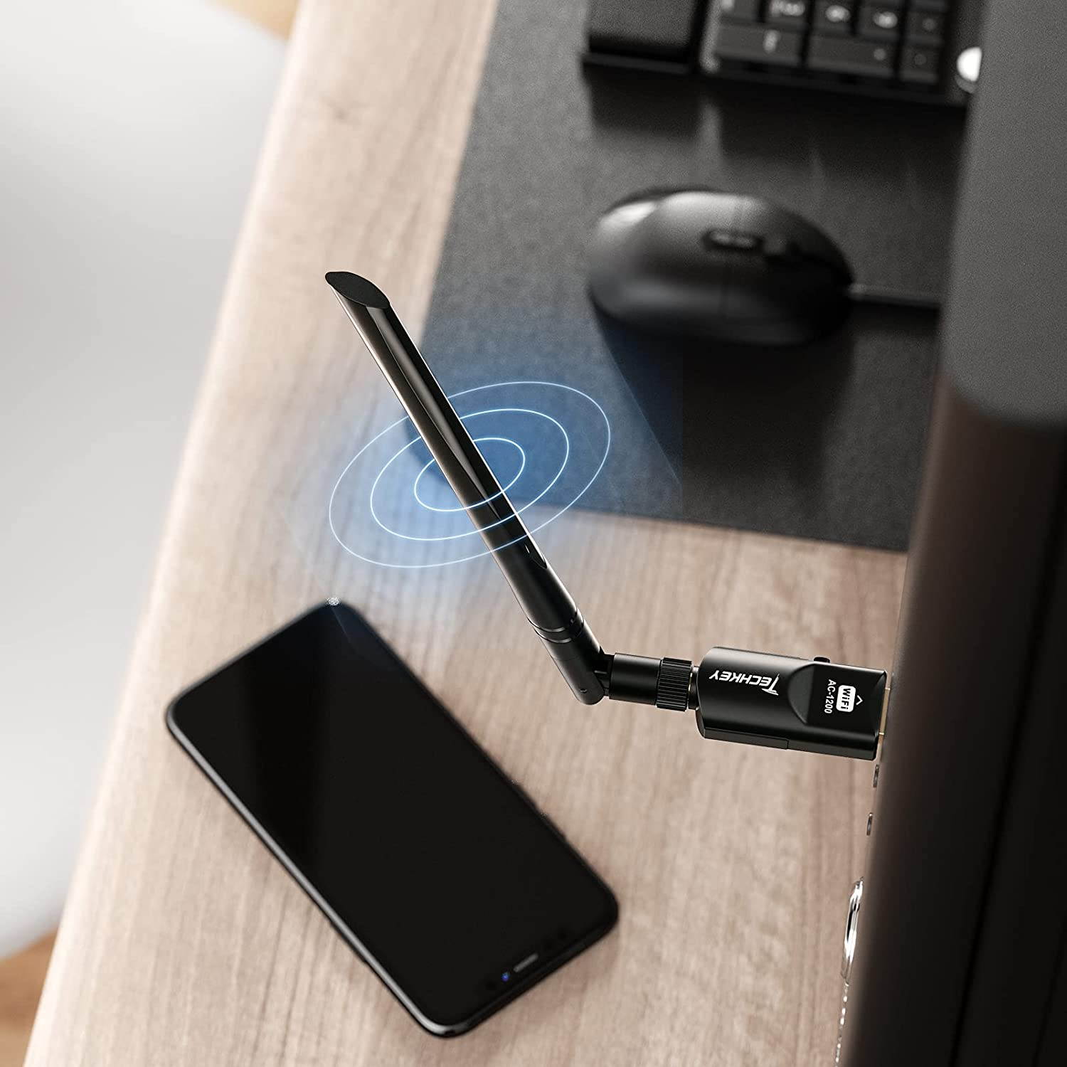 USB WiFi Adapter 1200Mbps  USB 3.0 WiFi 802.11 ac Wireless Network Adapter with Dual Band 2.42GHz/300Mbps 5.8GHz/866Mbps 5dBi High Gain Antenna for Desktop Windows XP/Vista / 7-10 Mac