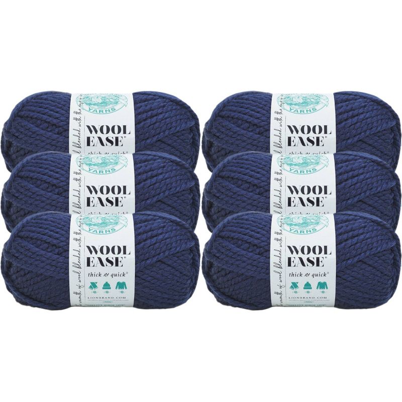 6pk Wool-Ease Thick & Quick Yarn Navy - Lion Brand Yarn