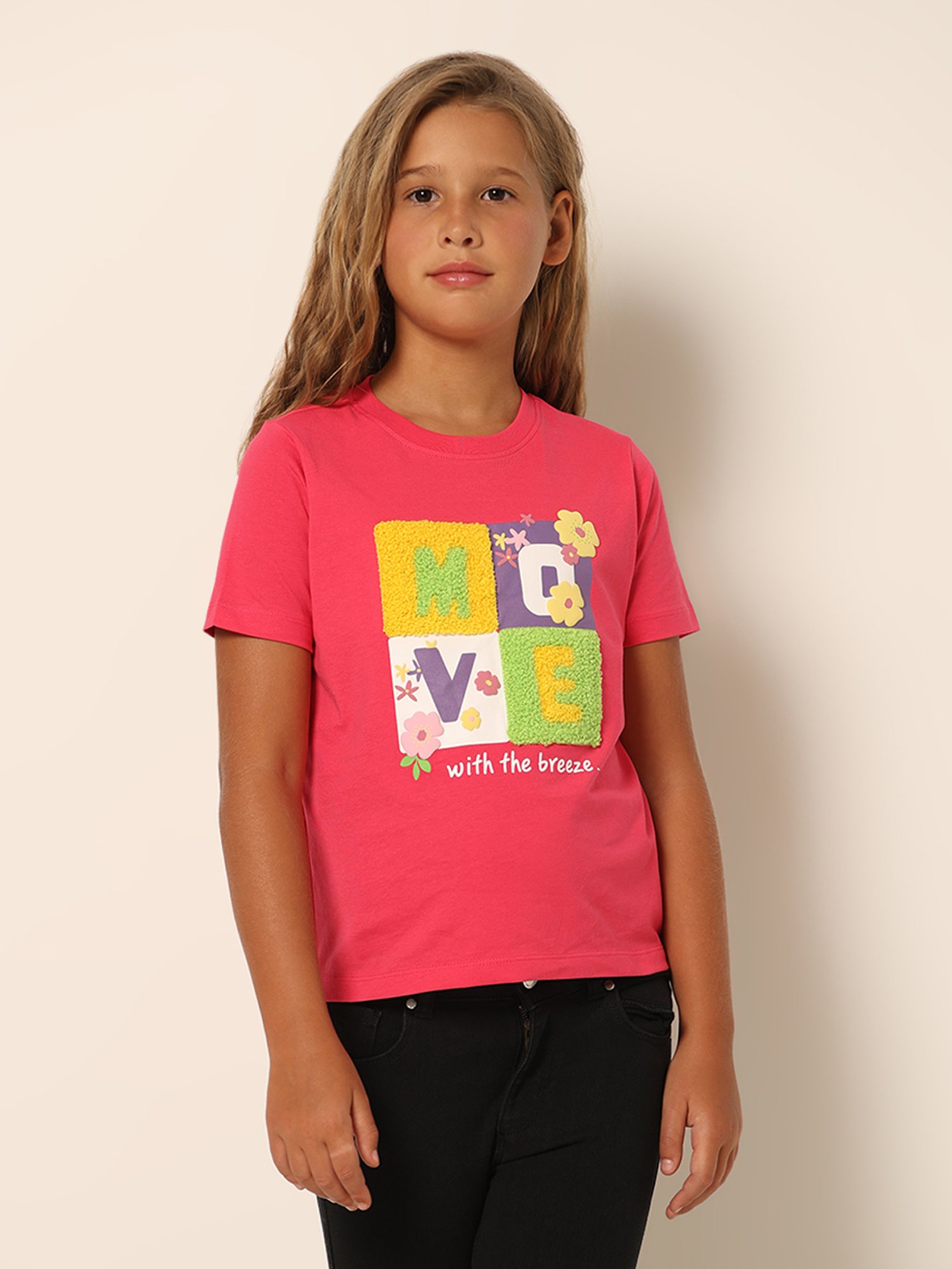 VERO MODA GIRL Pink Printed T-Shirt