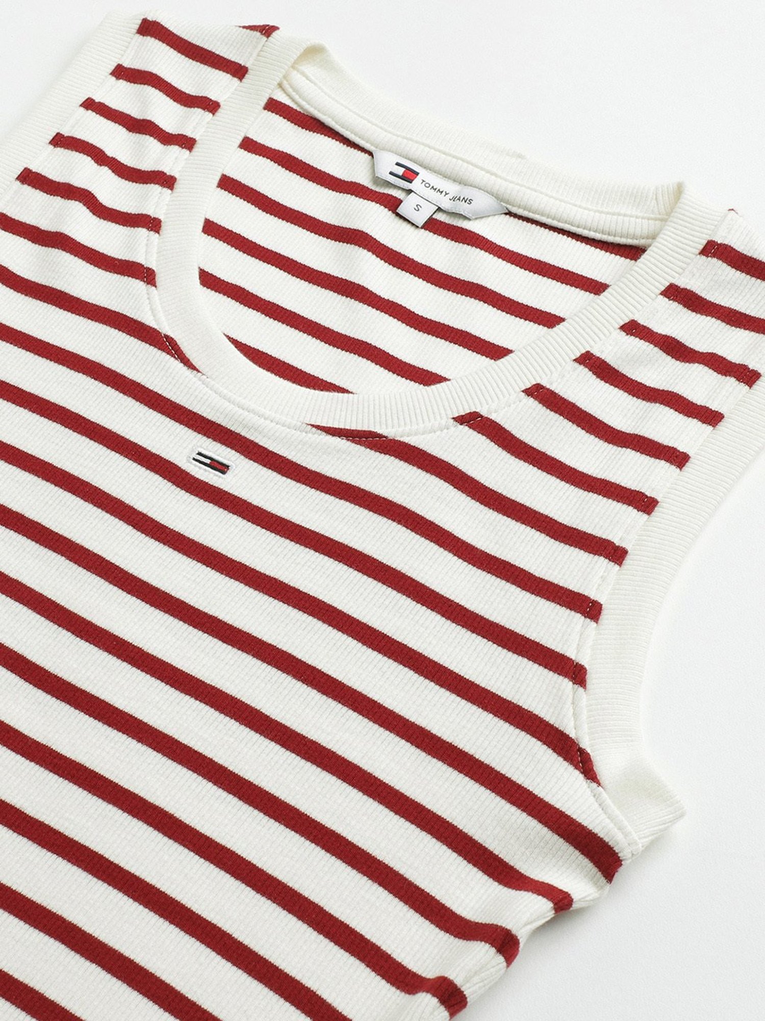 TOMMY HILFIGER White & Red Striped Top