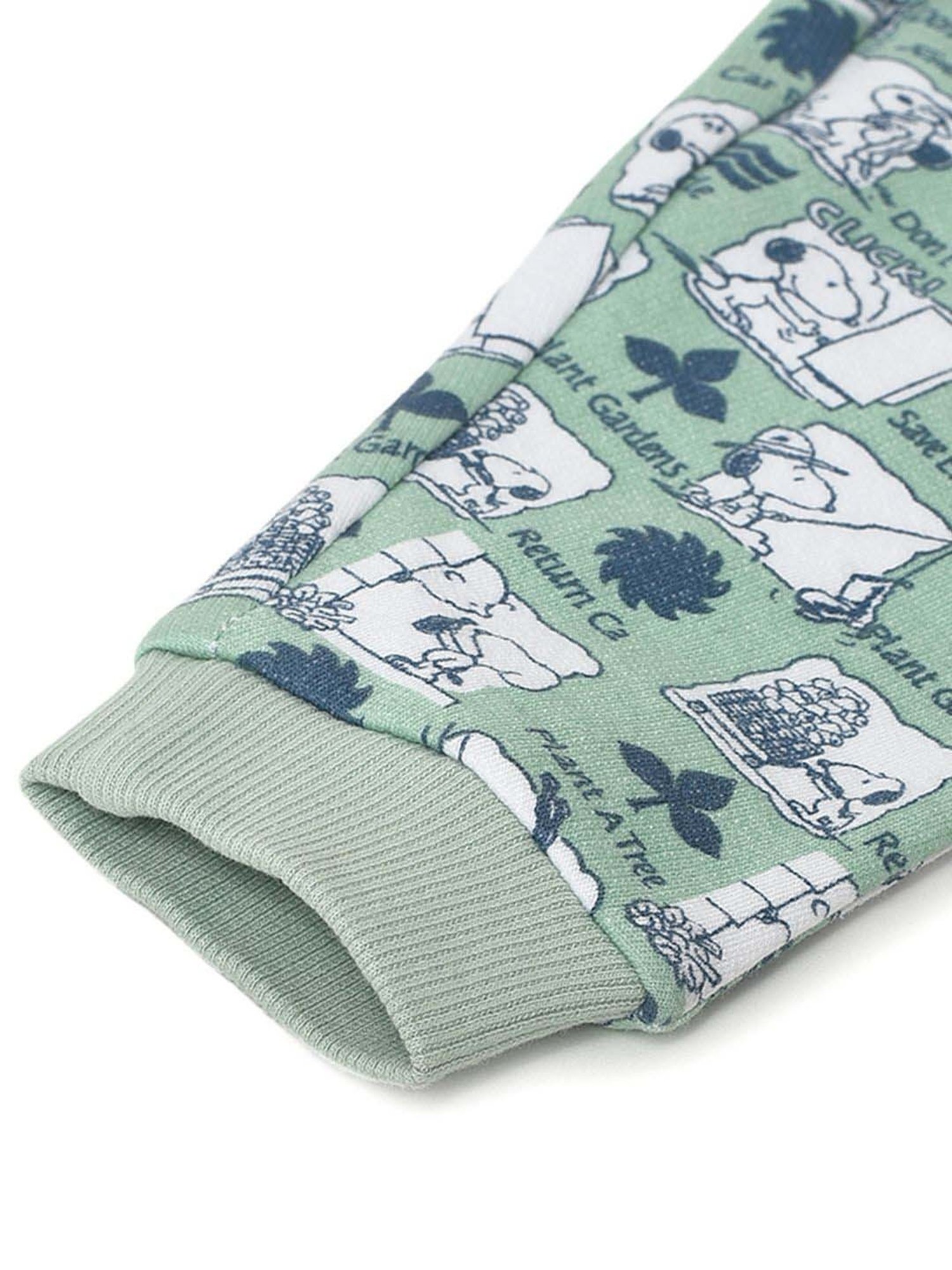 MiArcus Kids Green & White Cotton Printed Full Sleeves Sweatshirt Set