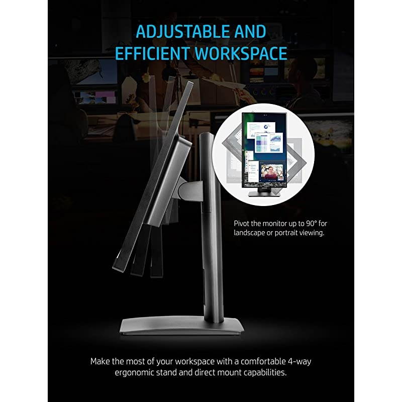 VH240a 23.8-Inch Full HD 1080p IPS LED Monitor with Built-In Speakers and VESA Mounting, Rotating Portrait & Landscape, Tilt, and HDMI & VGA Ports (1KL30AA) - Black