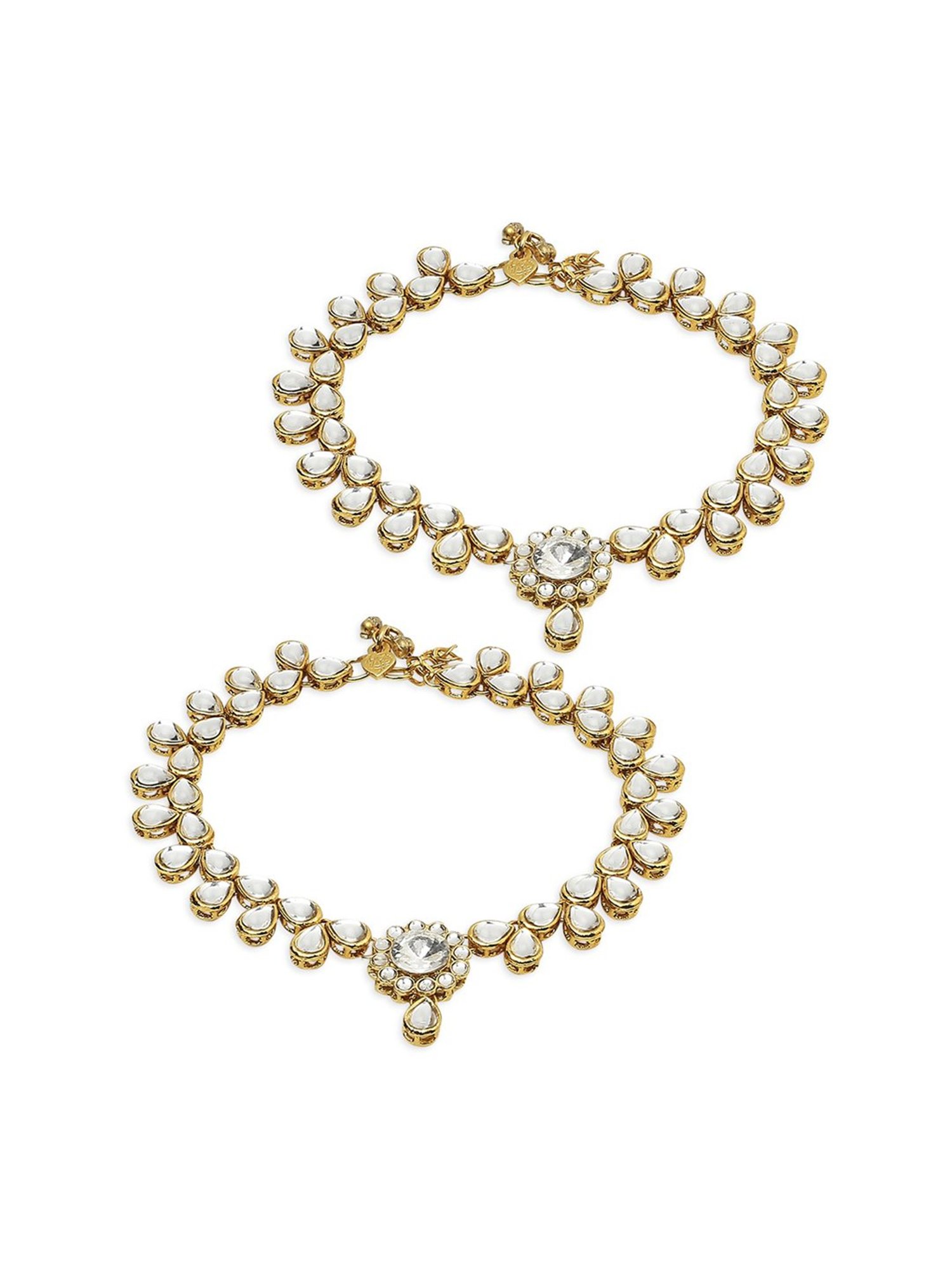 Oomph Gold Tone Kundan Ethnic Anklets - Pair of 1