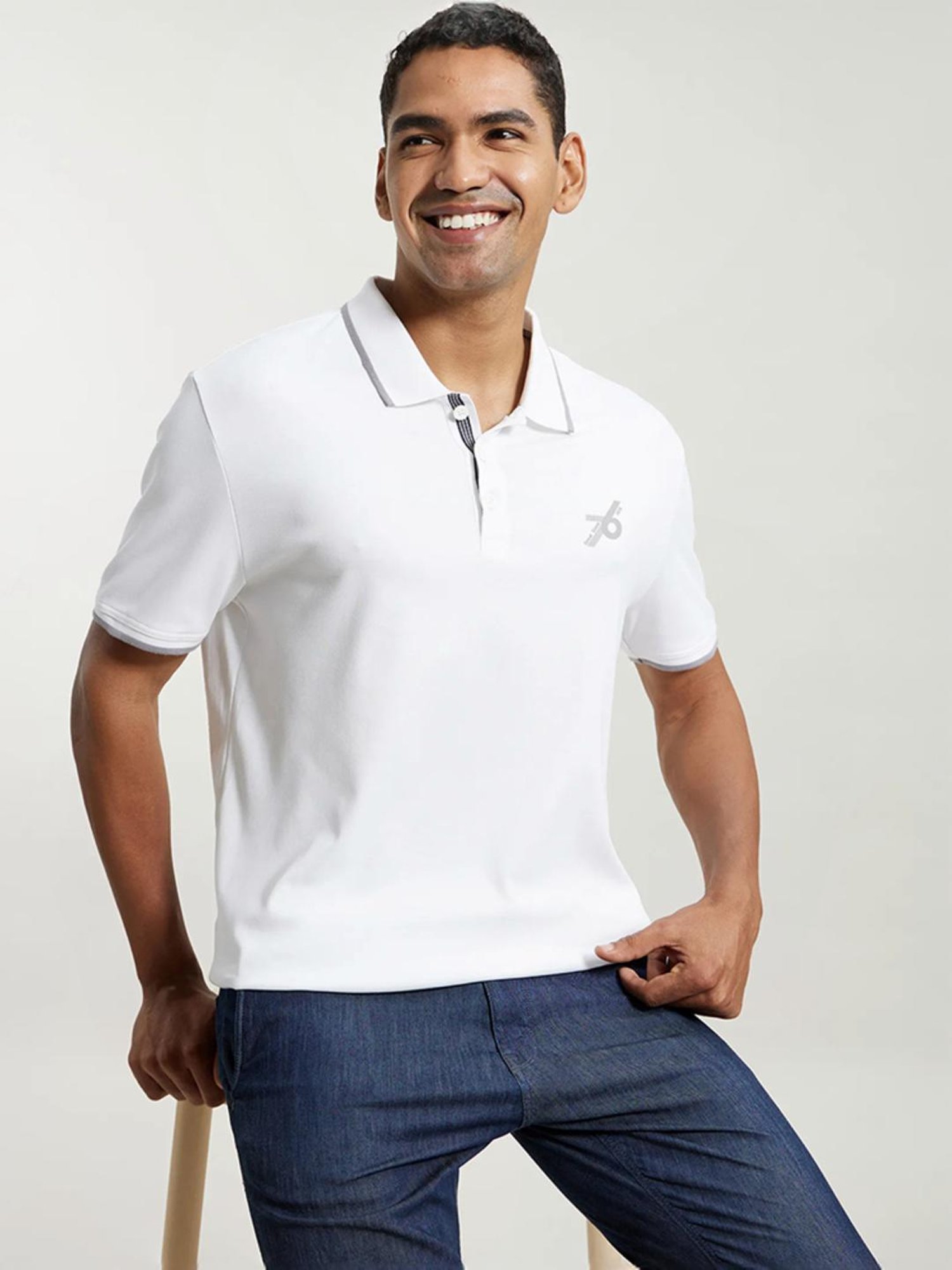 Jockey 3911 White Super Combed Cotton Rich Half Sleeves Polo T-Shirt (Logo Design May Vary)