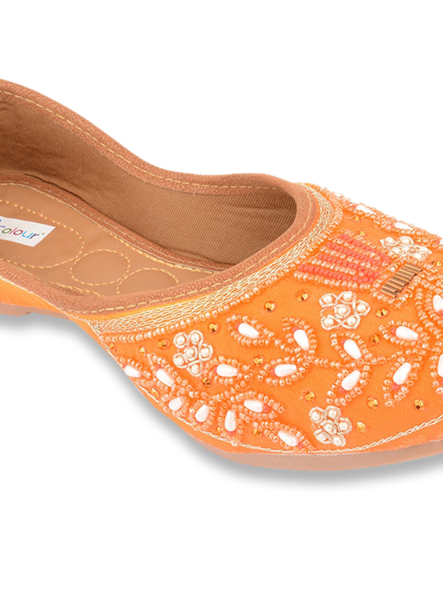Desi Colour Women's Orange Ethnic Juttis