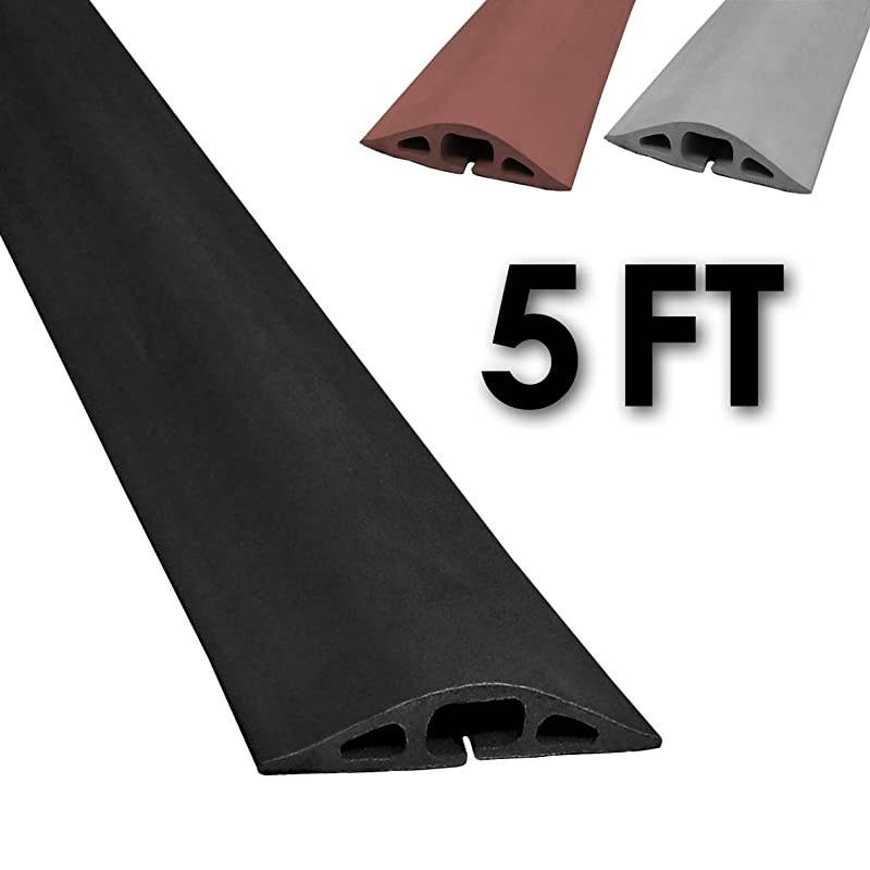 D2 Rubber Duct Cord Cover 5 Feet Black Floor Cable Protector