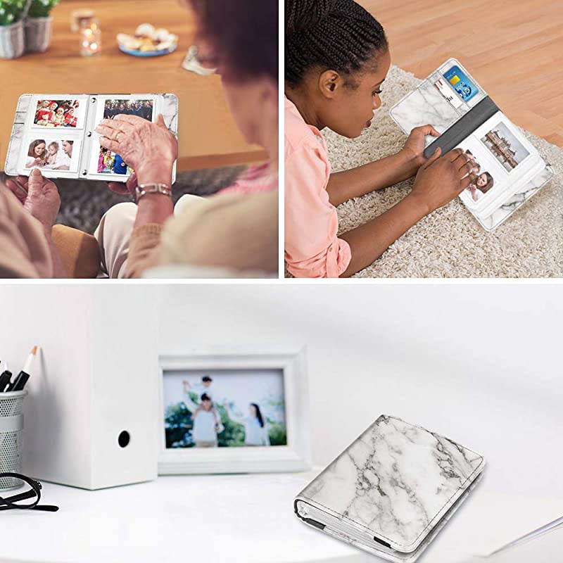 Mini Photo Album for Fujifilm Instax 3Inch Film 104 Pockets Photo Album for Fujifilm Instax Mini 9 Mini 8 Mini 90 Mini 25 Mini LiPlay Mini Link Printer Polaroid Snap PIC300 Marble