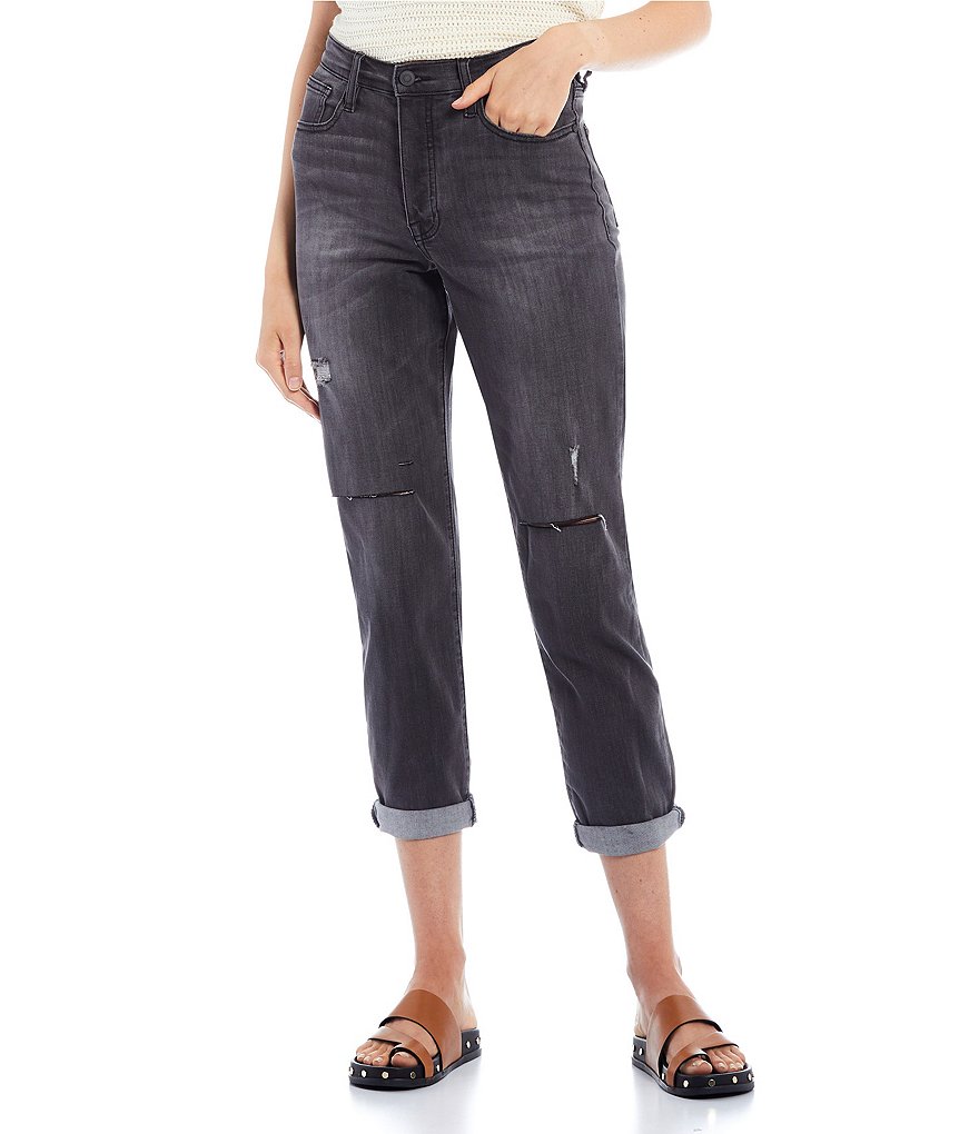 Celebrity Pink High Rise Destructed Rolled Cuff Mom Jeans