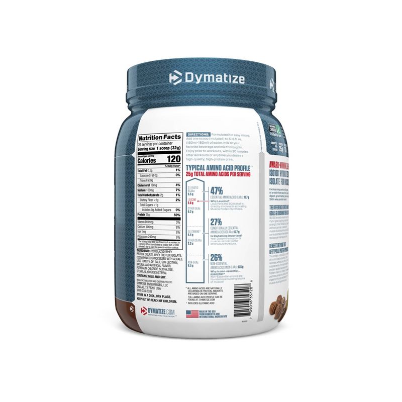 Dymatize 100% Whey Isolate ISO100 Hydrolyzed Protein Powder - Gourmet Chocolate - 22.6oz