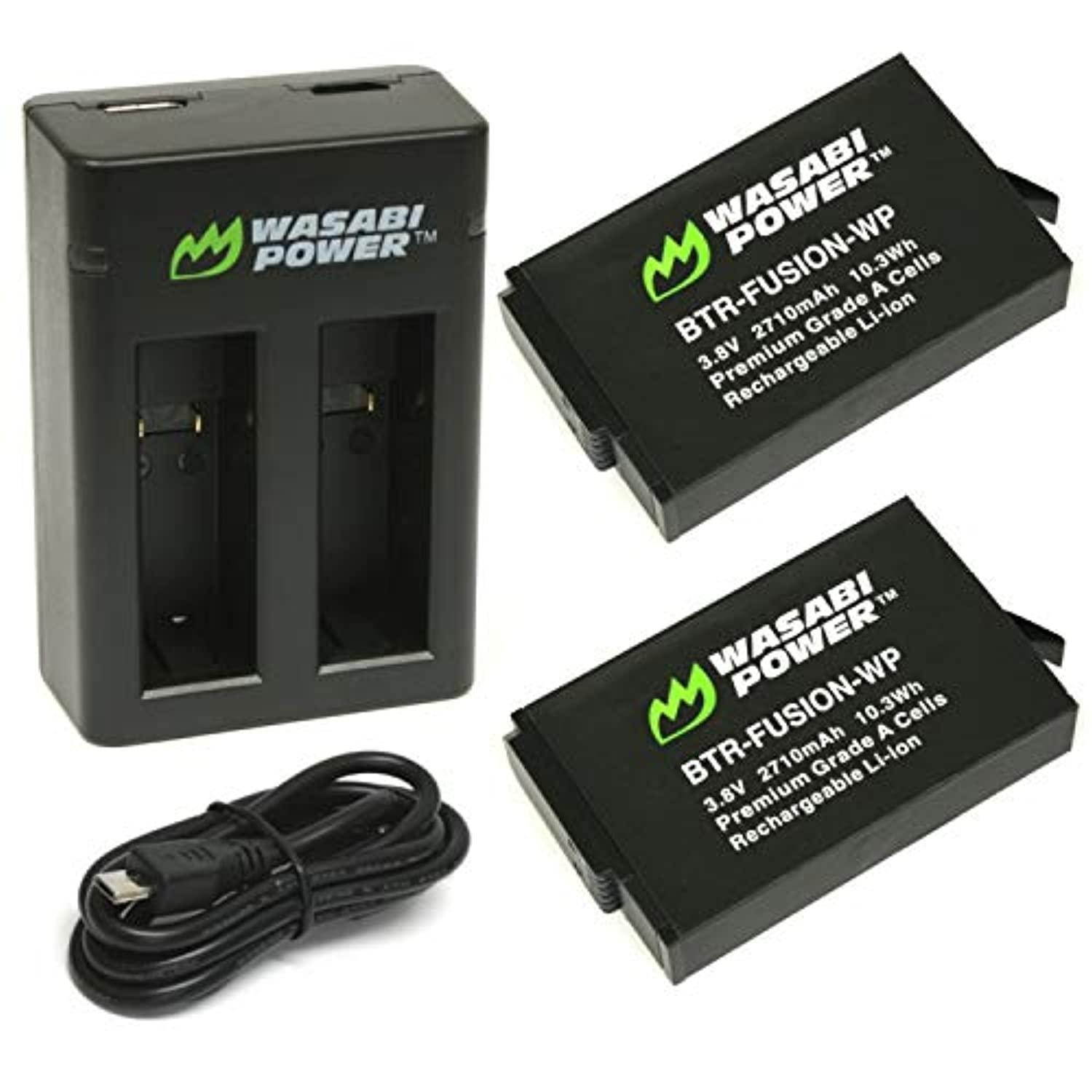 Wasabi Power Battery (2-Pack) and Dual USB charger for goPro Fusion and goPro ASBBA-001