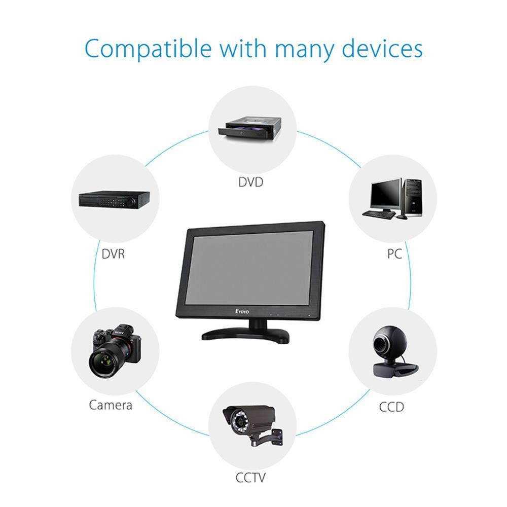 11.6" LCD Monitor Audio Video Monitor 1366x768 VGA BNC HD multi idioma para DVR