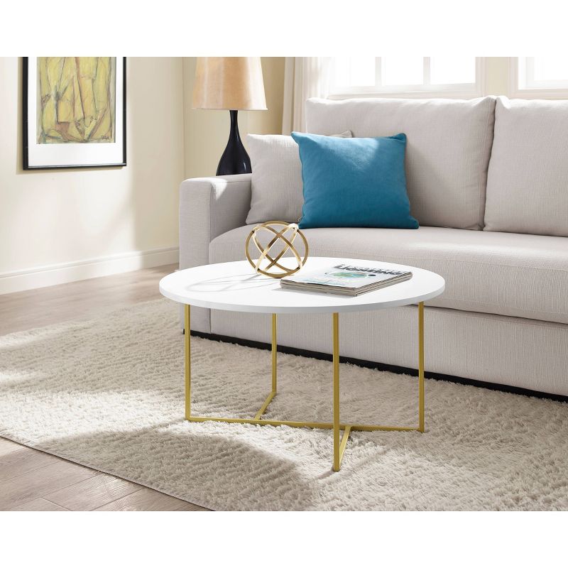 Stevenson Round Coffee Table, White - Adore Decor