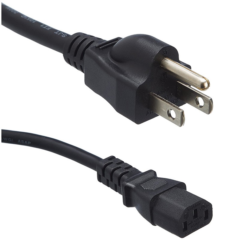 Hannord Replacement Power Cable For Computers, TVs, Monitors, & More - 10 Feet Black Universal Cord Works With Any 3 Pin AC Power Connection - 18 Gauge Wire