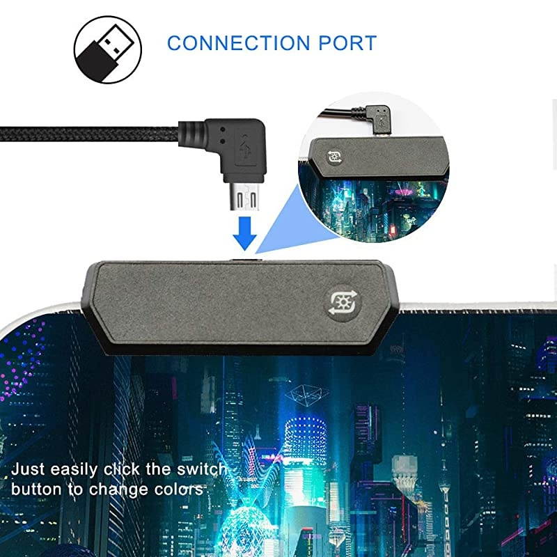 Led Gaming Mouse Pad Oversized Glowing Mat Colorful Soft Mat for Mice Computer Keyboard with NonSlip Rubber Base WaterResistant