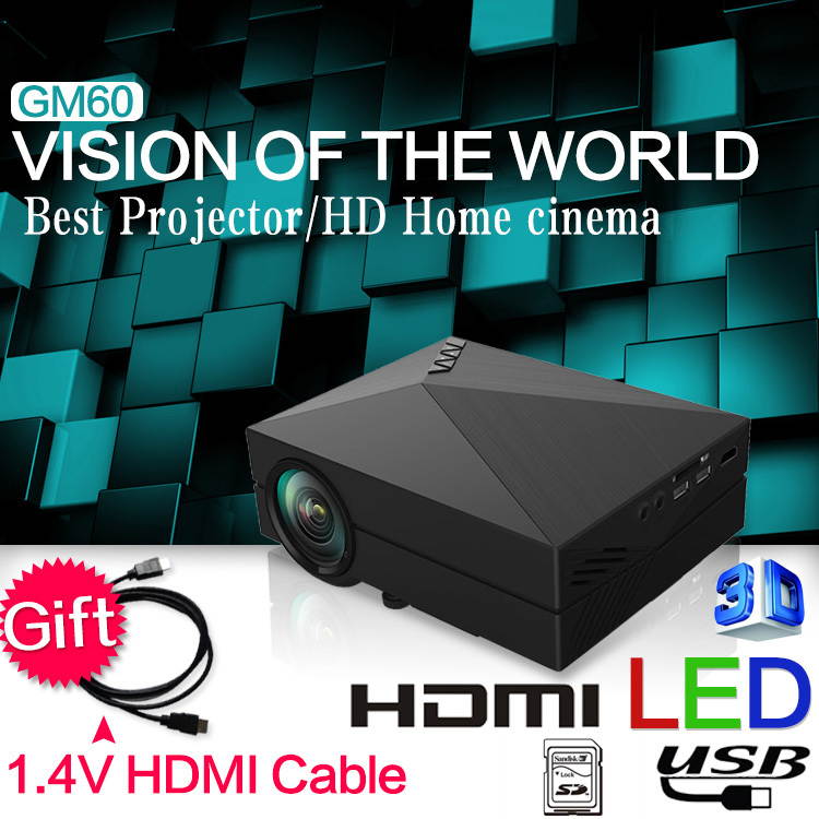 1000LM 3D LED Projectors 1920 x 1080 AV USB2.0 HDMI VGA SD Mini Home Video Projector Screen TV Beamer GM60
