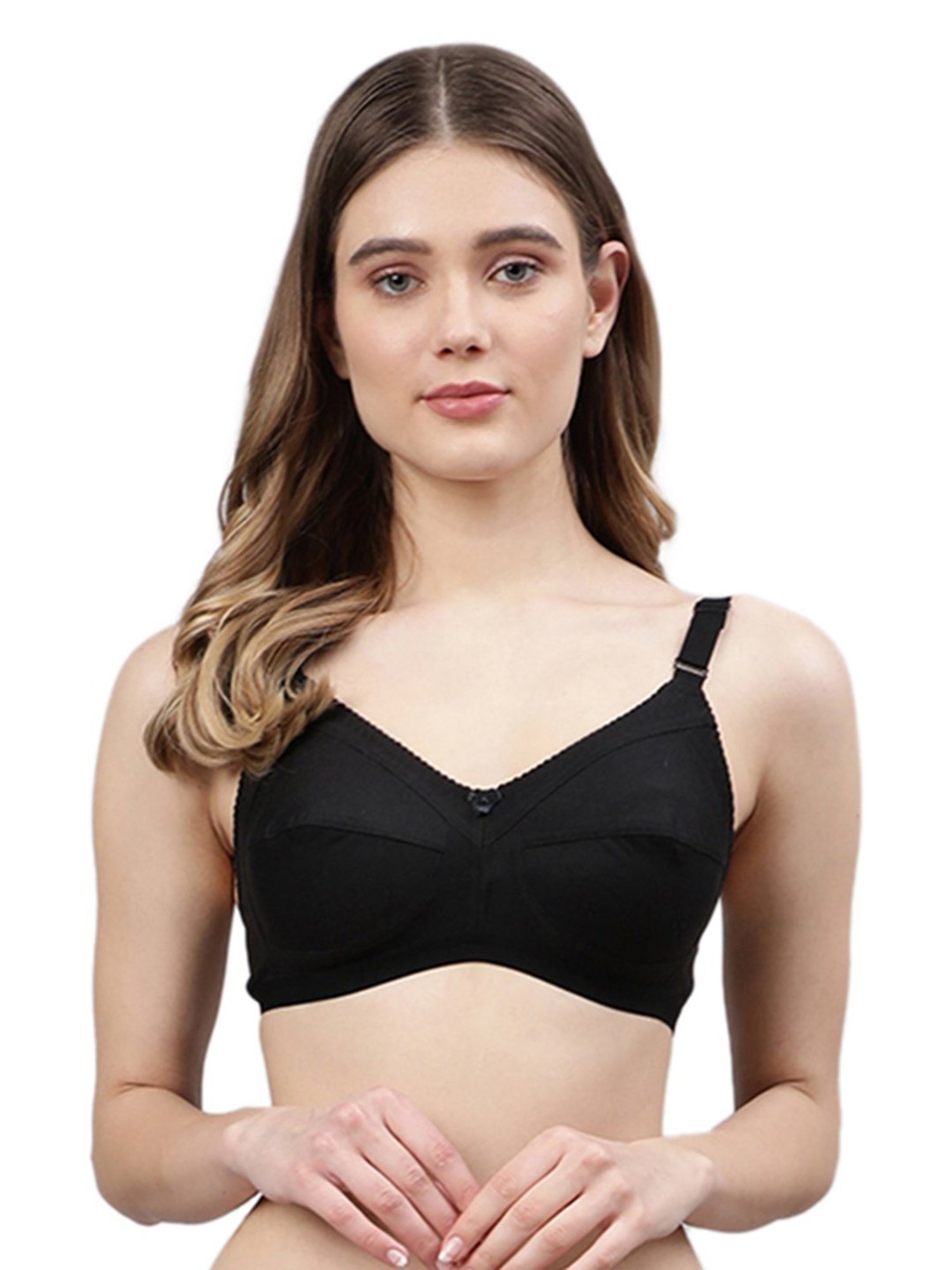 Cukoo Purple & Black Solid Full Coverage Non-Wired Bra - Pack of 2