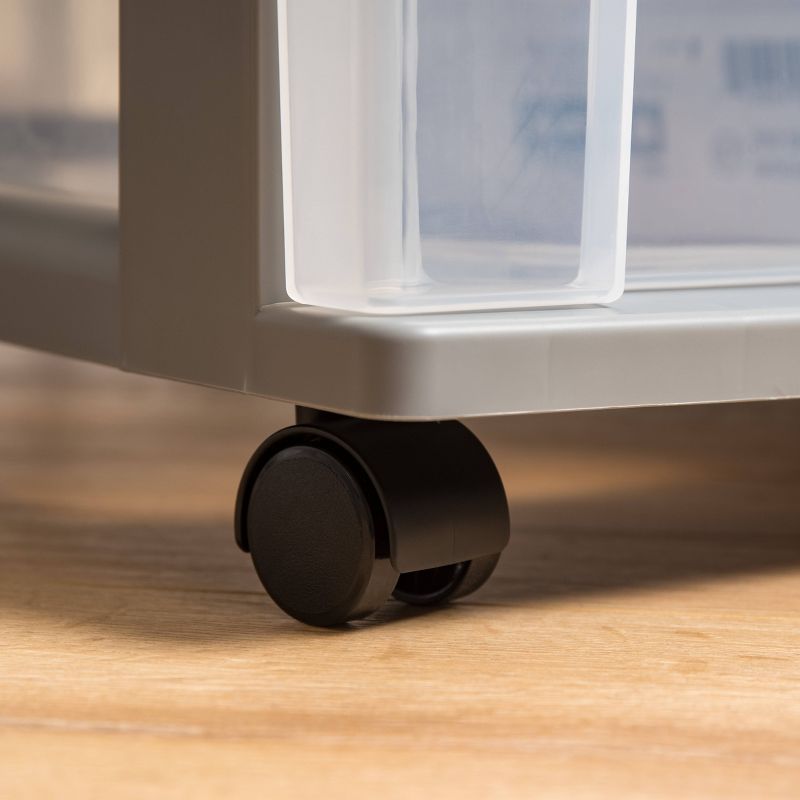 Homz 4-Drawer Medium Rolling Storage Cart - Black with Smoke Drawers