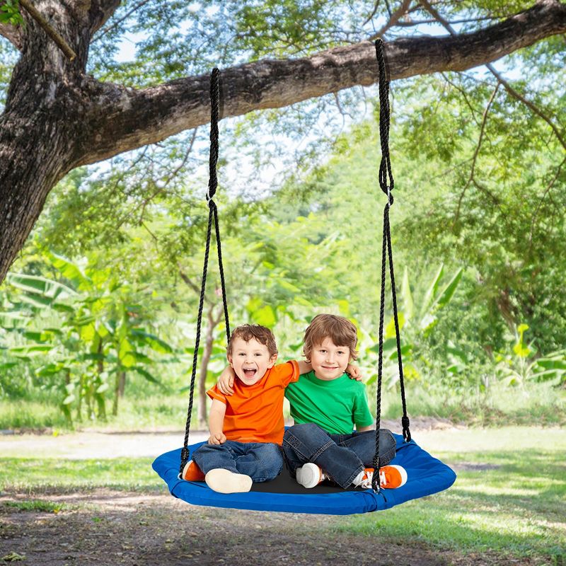Costway 37 in Hexagon Tree Swing with Adjustable Hanging Ropes Blue