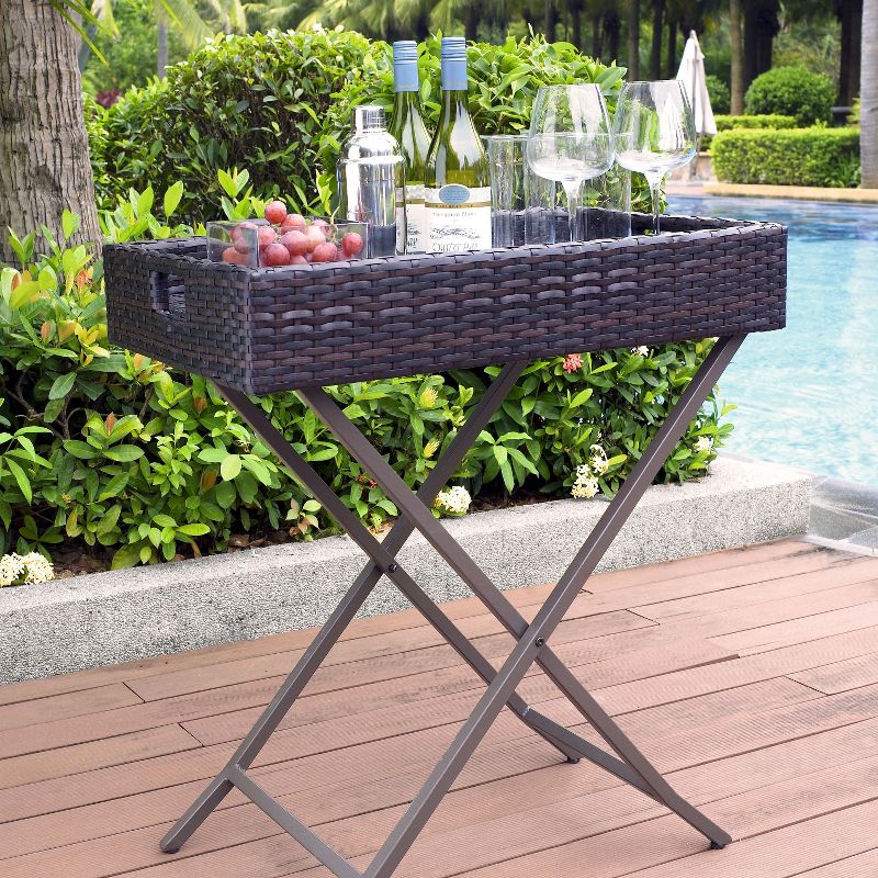 Slat Top Serving Cart - Gray - Apollo Outdoor