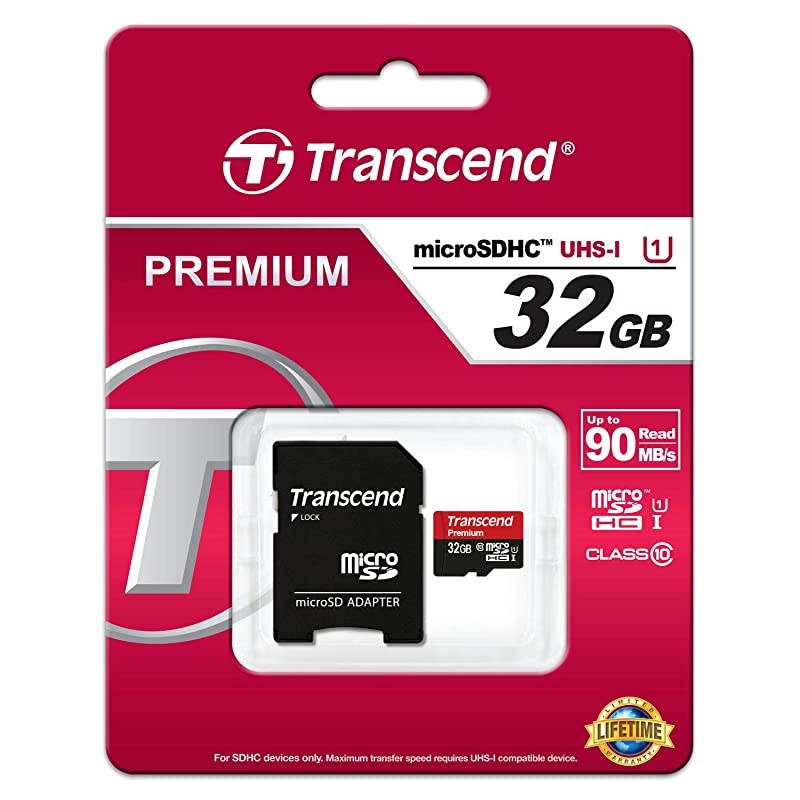 32GB microSDHC Class10 Uhs1 Memory Card with Adapter 60 MBS TS32GUSDU1