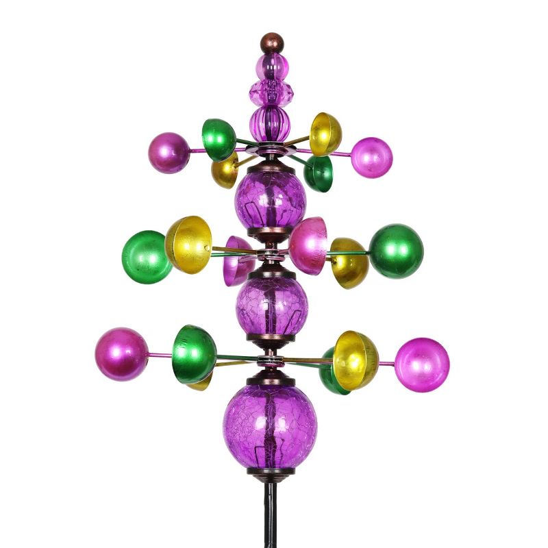 48" Metal Triple Wind Spinner Stake Purple - Exhart