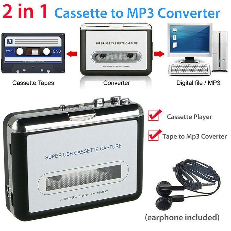 Ezcap218 USB Cassette Player Tape to PC Old Cassette to MP3 Format Converter Audio Recorder Capture Walkman with Auto Reverse