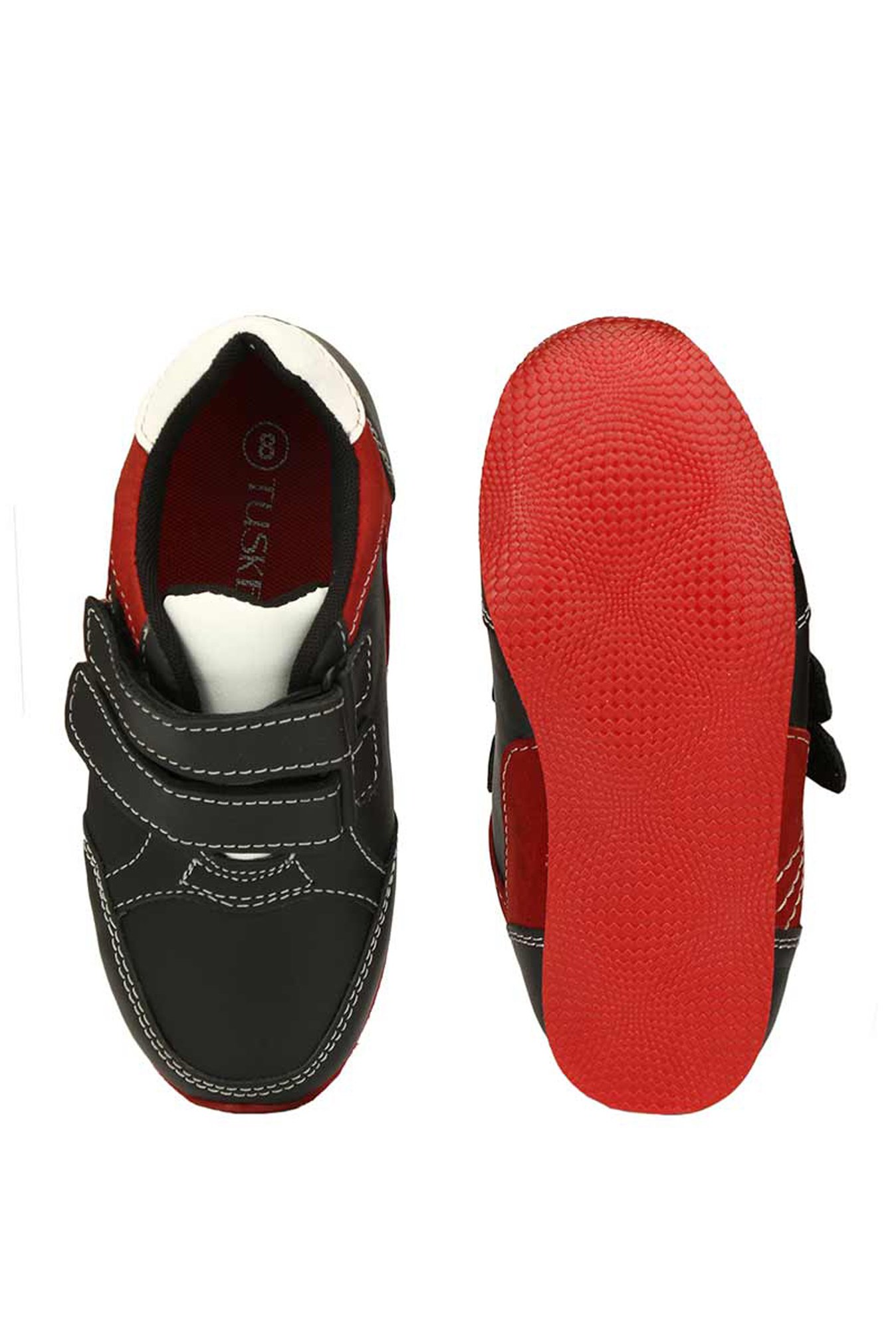 Tuskey Kids Black Leather Sneakers