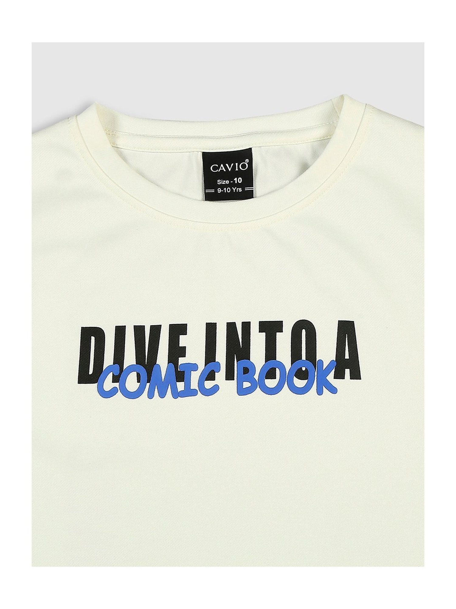 Cavio Kids Cream Printed T-Shirt